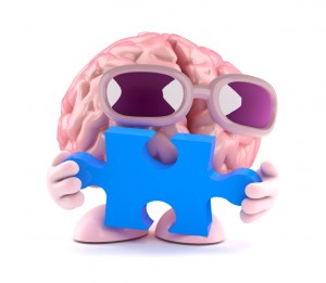 3d render of a brain holding a piece of a jigsaw puzzle